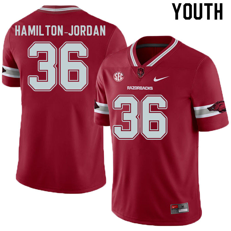 Youth #36 Jermaine Hamilton-Jordan Arkansas Razorbacks College Football Jerseys Sale-Alternate Cardi - Click Image to Close